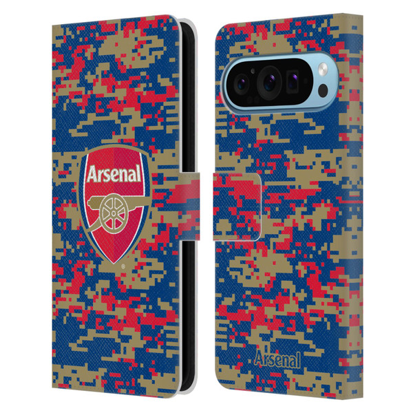 Arsenal FC Crest Patterns Digital Camouflage Leather Book Wallet Case Cover For Google Pixel 9 / Pixel 9 Pro