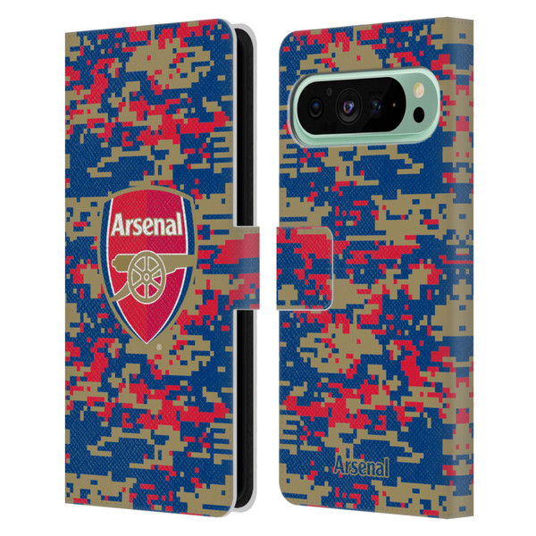 Arsenal FC Crest Patterns Digital Camouflage Leather Book Wallet Case Cover For Google Pixel 9 Pro XL