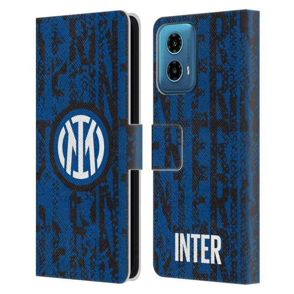 Fc Internazionale Milano Patterns Snake Wordmark Leather Book Wallet Case Cover For Motorola Moto G34 5G