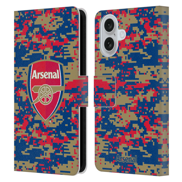 Arsenal FC Crest Patterns Digital Camouflage Leather Book Wallet Case Cover For Apple iPhone 16