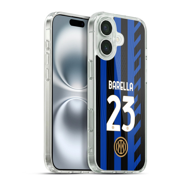 Fc Internazionale Milano 2024/25 Players Home Kit Nicolò Barella Soft Gel Case for Apple iPhone 16 Plus & MagSafe