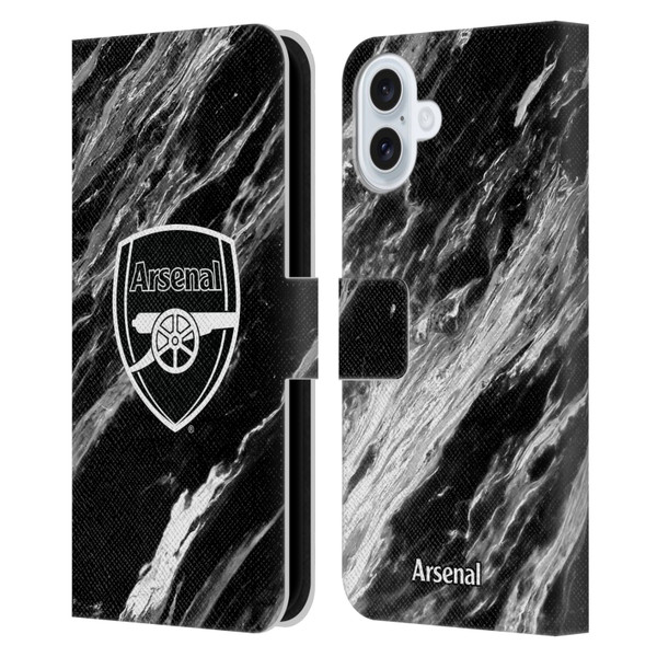 Arsenal FC Crest Patterns Marble Leather Book Wallet Case Cover For Apple iPhone 16 Plus