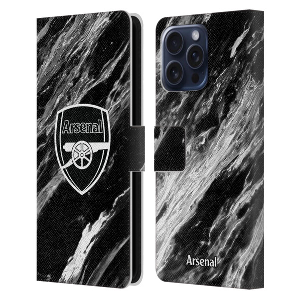 Arsenal FC Crest Patterns Marble Leather Book Wallet Case Cover For Apple iPhone 16 Pro Max