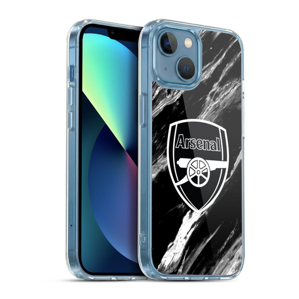 Arsenal FC Crest Patterns Marble Soft Gel Case for Apple iPhone 13 Mini & MagSafe