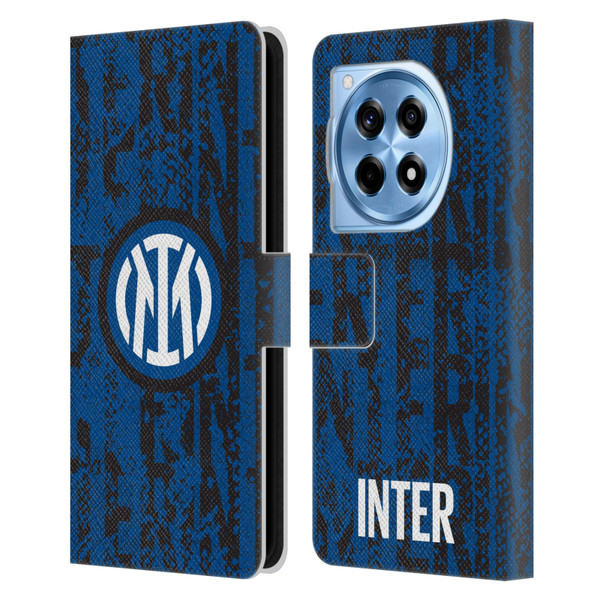 Fc Internazionale Milano Patterns Snake Wordmark Leather Book Wallet Case Cover For OnePlus 12R