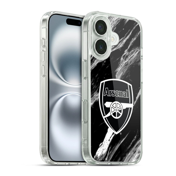Arsenal FC Crest Patterns Marble Soft Gel Case for Apple iPhone 16 & MagSafe