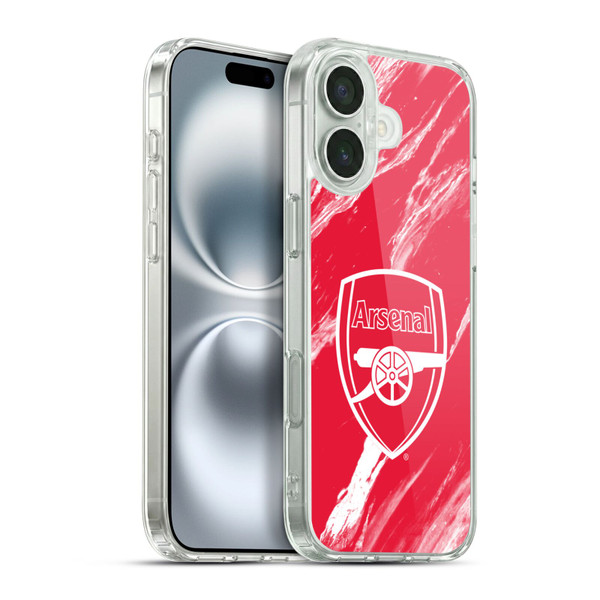 Arsenal FC Crest Patterns Red Marble Soft Gel Case for Apple iPhone 16 Plus & MagSafe