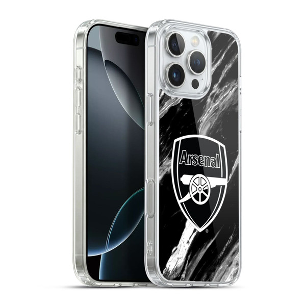 Arsenal FC Crest Patterns Marble Soft Gel Case for Apple iPhone 16 Pro Max & MagSafe