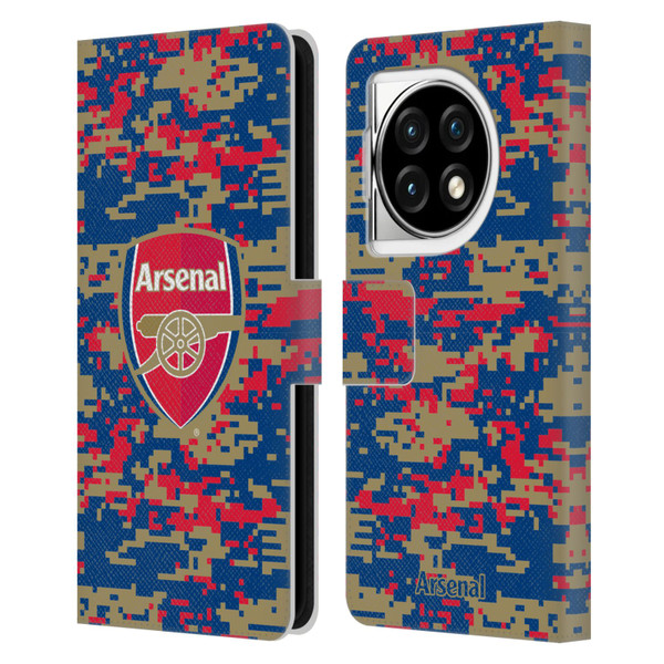 Arsenal FC Crest Patterns Digital Camouflage Leather Book Wallet Case Cover For OPPO OnePlus Ace 3 5G