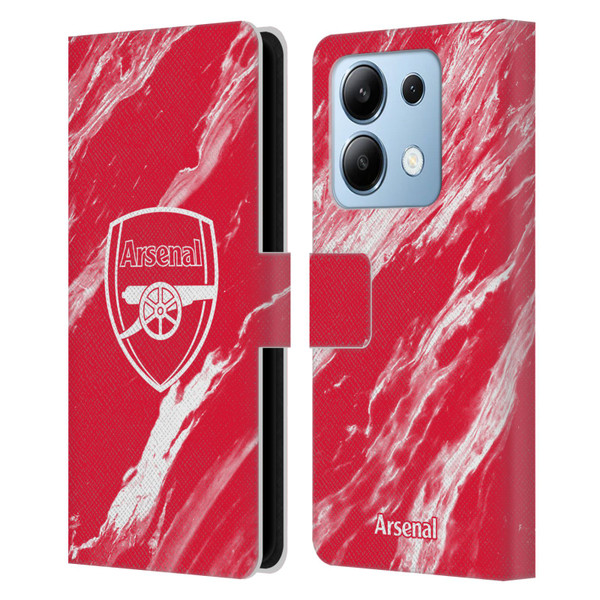 Arsenal FC Crest Patterns Red Marble Leather Book Wallet Case Cover For Xiaomi Redmi Note 13/13 Pro 5G