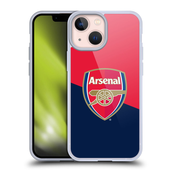 Arsenal FC Crest 2 Red & Blue Logo Soft Gel Case for Apple iPhone 13 Mini & MagSafe