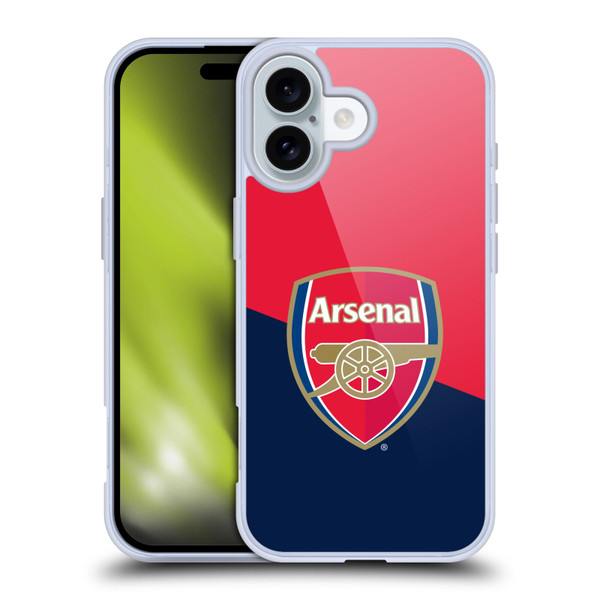 Arsenal FC Crest 2 Red & Blue Logo Soft Gel Case for Apple iPhone 16 & MagSafe