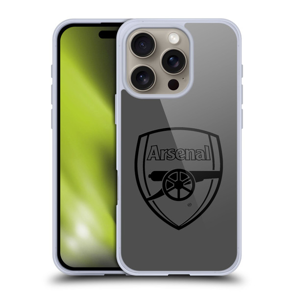 Arsenal FC Crest 2 Black Logo Soft Gel Case for Apple iPhone 16 Pro & MagSafe