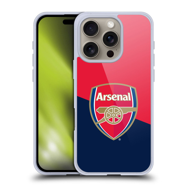 Arsenal FC Crest 2 Red & Blue Logo Soft Gel Case for Apple iPhone 16 Pro