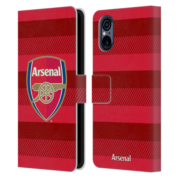 Arsenal FC Crest 2 Training Red Leather Book Wallet Case Cover For Sony Xperia 5 V 5G