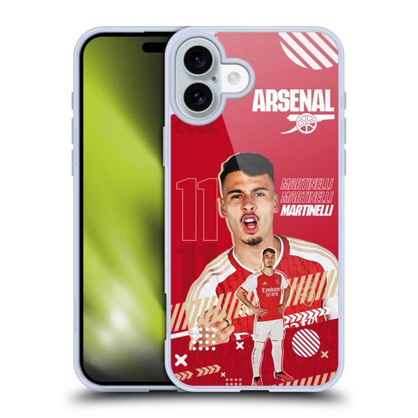 Arsenal FC 2023/24 First Team Gabriel Soft Gel Case for Apple iPhone 16 Plus