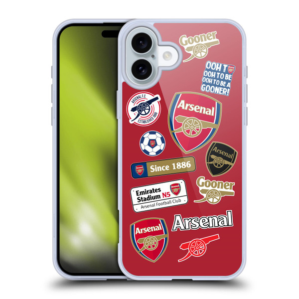 Arsenal FC Logos Collage Soft Gel Case for Apple iPhone 16 Plus Arsenal FC Logos Collage Soft Gel Case for Apple iPhone 16 Plus
