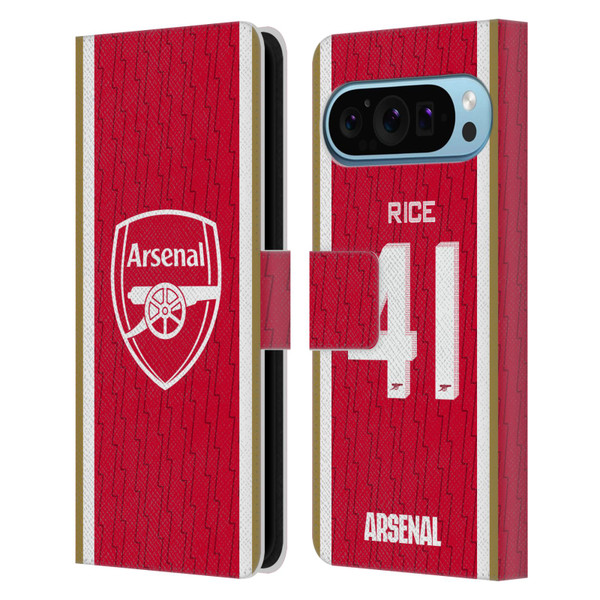 Arsenal FC 2023/24 Players Home Kit Declan Rice Leather Book Wallet Case Cover For Google Pixel 9 / Pixel 9 Pro