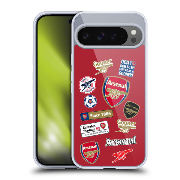 Arsenal FC Logos Collage Soft Gel Case for Google Pixel 9 Pro XL