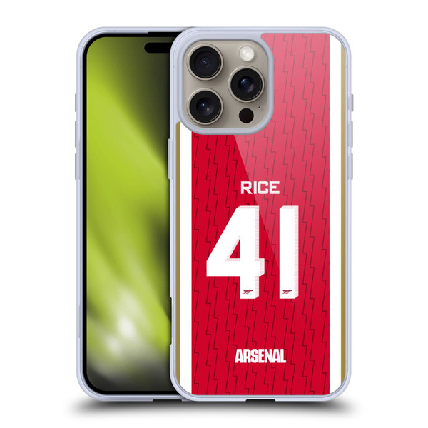 Arsenal FC 2023/24 Players Home Kit Declan Rice Soft Gel Case for Apple iPhone 16 Pro Max