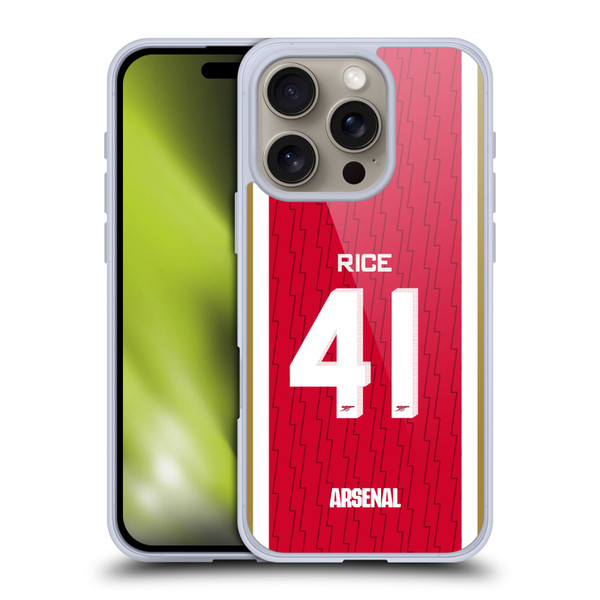 Arsenal FC 2023/24 Players Home Kit Declan Rice Soft Gel Case for Apple iPhone 16 Pro