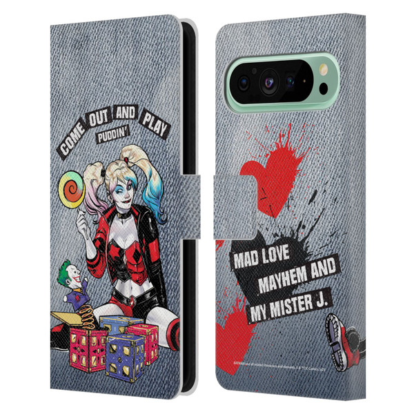 Batman DC Comics Harley Quinn Graphics Toys Leather Book Wallet Case Cover For Google Pixel 9 Pro XL