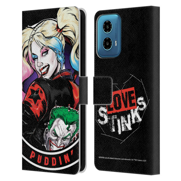 Batman DC Comics Harley Quinn Graphics Puddin Leather Book Wallet Case Cover For Motorola Moto G34 5G