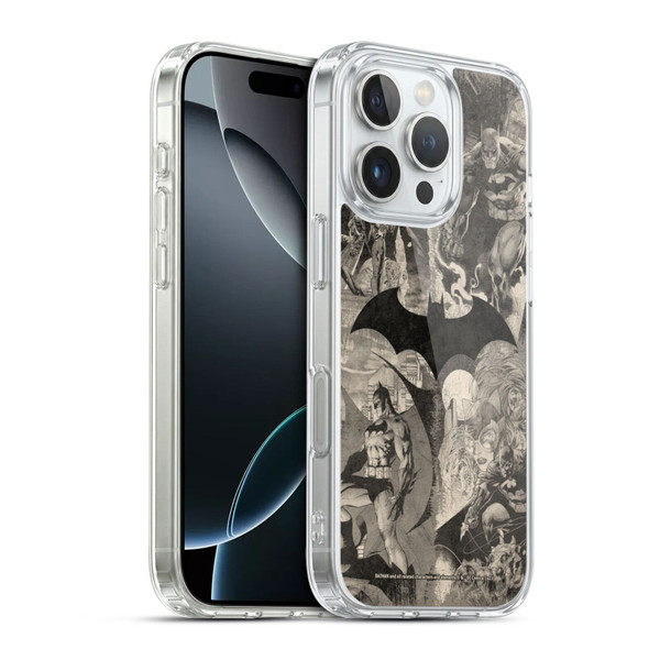 Batman DC Comics Hush Logo Collage Distressed Soft Gel Case for Apple iPhone 16 Pro & MagSafe