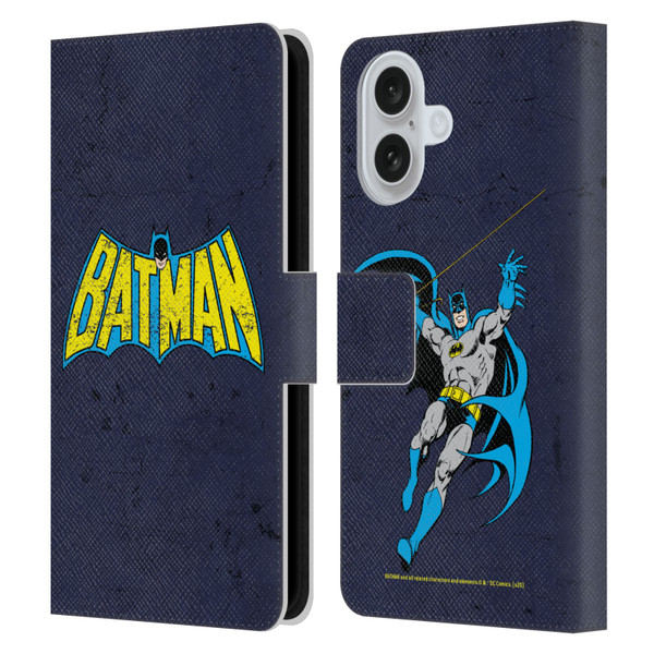 Batman DC Comics Logos Classic Distressed Leather Book Wallet Case Cover For Apple iPhone 16