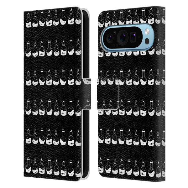 Haroulita Celestial Black And White Bottle Leather Book Wallet Case Cover For Google Pixel 9 / Pixel 9 Pro