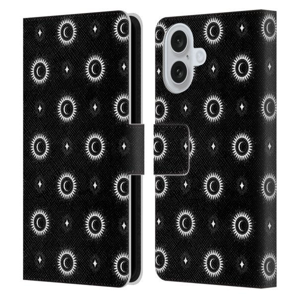 Haroulita Celestial Black And White Sun And Moon Leather Book Wallet Case Cover For Apple iPhone 16