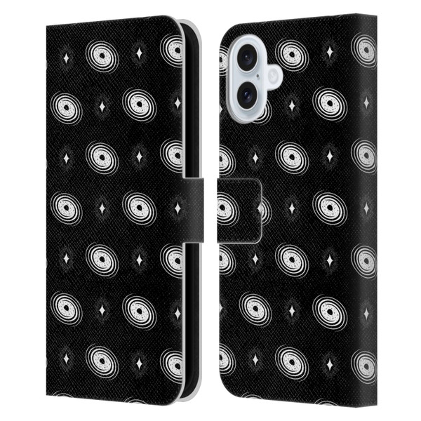 Haroulita Celestial Black And White Galaxy Leather Book Wallet Case Cover For Apple iPhone 16 Plus
