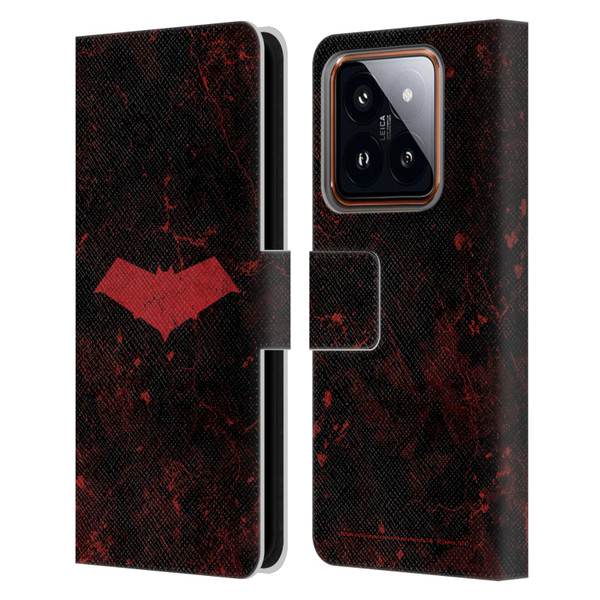 Batman DC Comics Red Hood Logo Grunge Leather Book Wallet Case Cover For Xiaomi 14