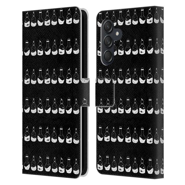 Haroulita Celestial Black And White Bottle Leather Book Wallet Case Cover For Samsung Galaxy M55 5G