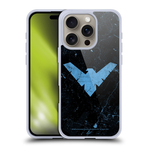 Batman DC Comics Nightwing Logo Grunge Soft Gel Case for Apple iPhone 16 Pro