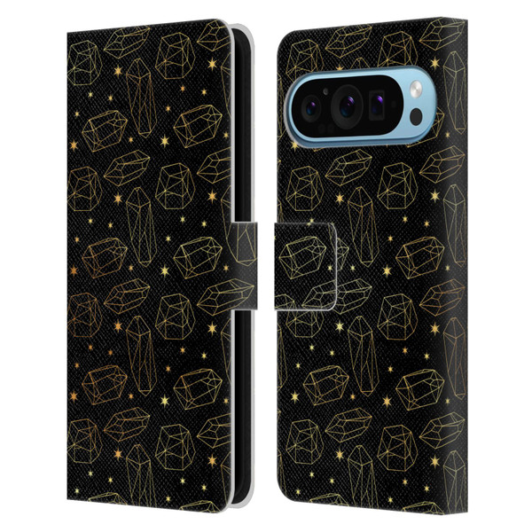 Haroulita Celestial Gold Prism Leather Book Wallet Case Cover For Google Pixel 9 / Pixel 9 Pro