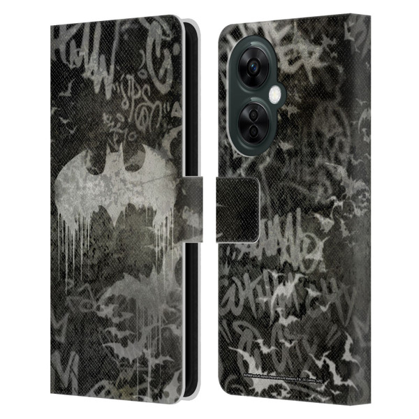 Batman DC Comics Vintage Fashion Graffiti Logo Leather Book Wallet Case Cover For OnePlus Nord CE 3 Lite 5G