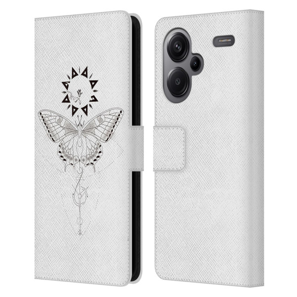 Haroulita Celestial Tattoo Butterfly And Sun Leather Book Wallet Case Cover For Xiaomi Redmi Note 13 Pro Plus 5G