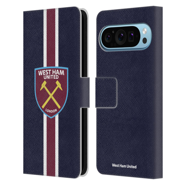 West Ham United FC Crest Stripes Leather Book Wallet Case Cover For Google Pixel 9 / Pixel 9 Pro