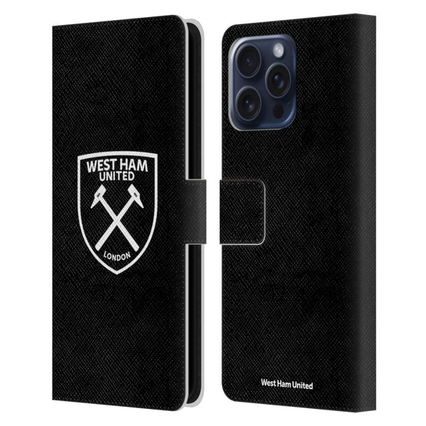 West Ham United FC Crest White Logo Leather Book Wallet Case Cover For Apple iPhone 16 Pro Max