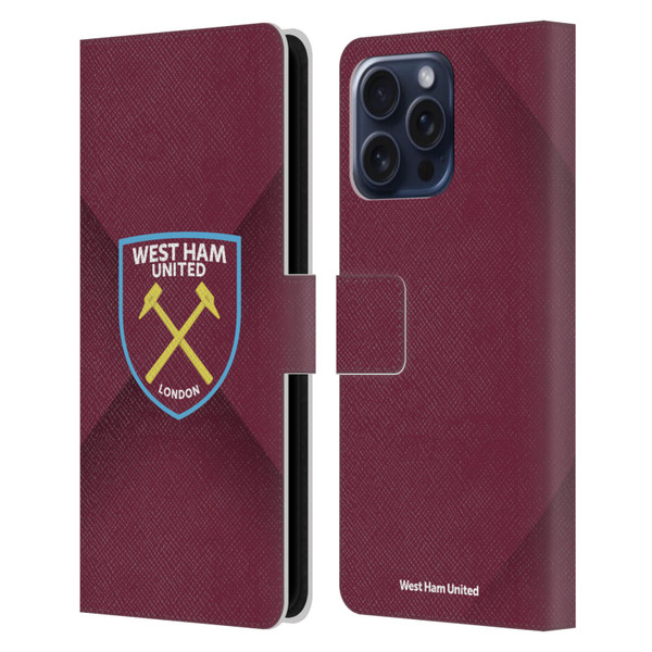 West Ham United FC Crest Gradient Leather Book Wallet Case Cover For Apple iPhone 16 Pro Max