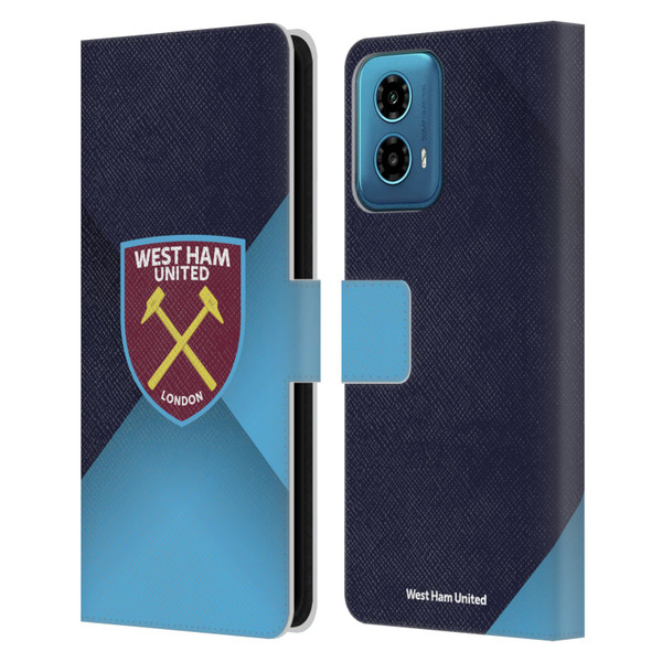 West Ham United FC Crest Blue Gradient Leather Book Wallet Case Cover For Motorola Moto G34 5G