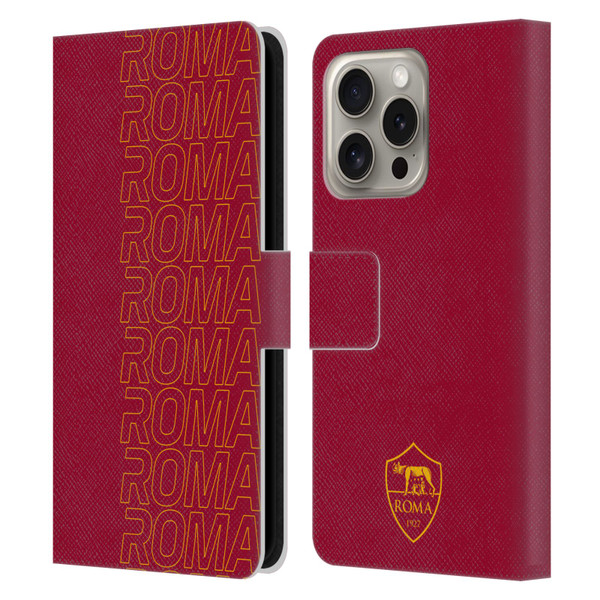 AS Roma Crest Graphics Echo Leather Book Wallet Case Cover For Apple iPhone 16 Pro