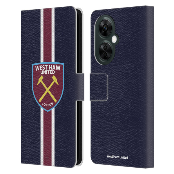 West Ham United FC Crest Stripes Leather Book Wallet Case Cover For OnePlus Nord CE 3 Lite 5G