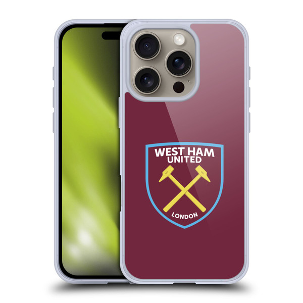 West Ham United FC Crest Full Colour Soft Gel Case for Apple iPhone 16 Pro