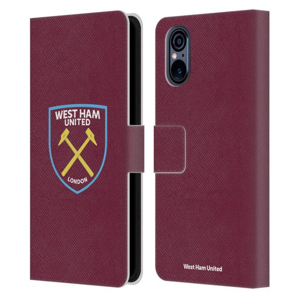 West Ham United FC Crest Full Colour Leather Book Wallet Case Cover For Sony Xperia 5 V 5G