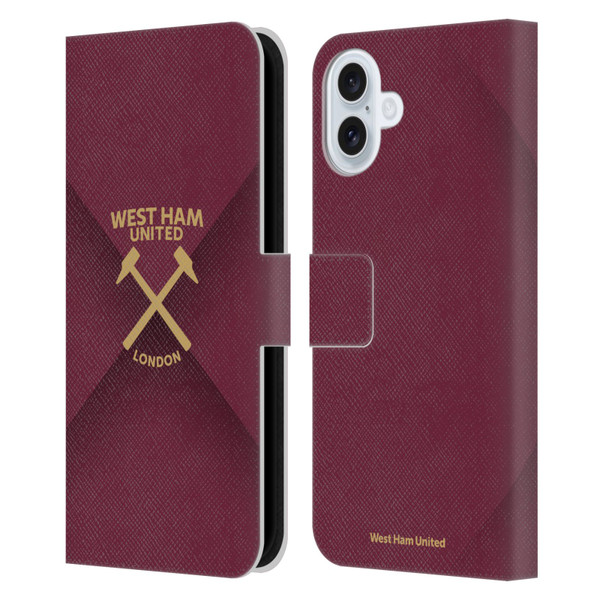 West Ham United FC Hammer Marque Kit Gradient Leather Book Wallet Case Cover For Apple iPhone 16 Plus