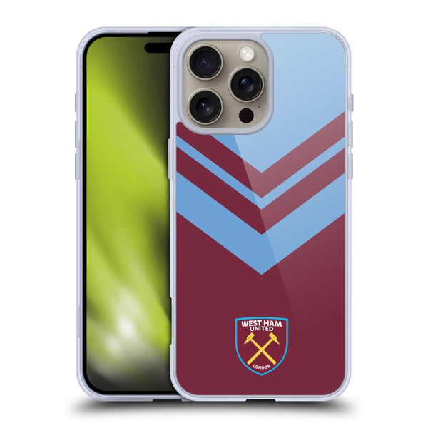 West Ham United FC Crest Graphics Arrowhead Lines Soft Gel Case for Apple iPhone 16 Pro Max