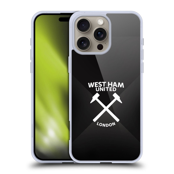 West Ham United FC Hammer Marque Kit Black & White Gradient Soft Gel Case for Apple iPhone 16 Pro Max