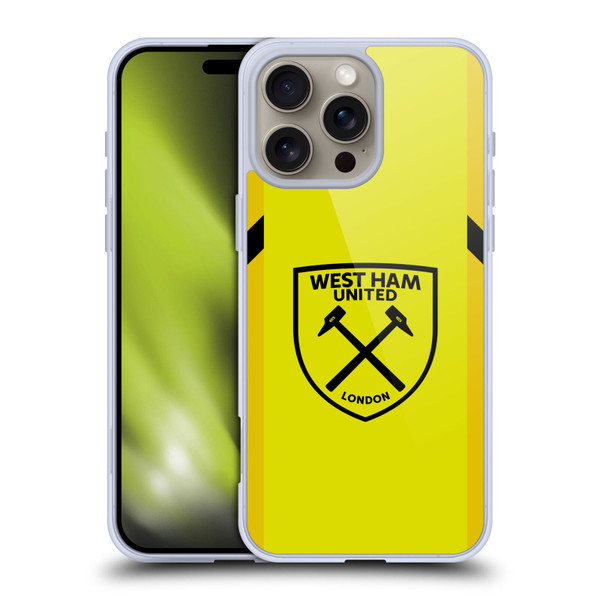 West Ham United FC 2023/24 Crest Kit Away Goalkeeper Soft Gel Case for Apple iPhone 16 Pro Max